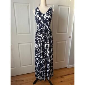 Milly Navy & White Floral Maxi Dress Size Medium | Coastal Chic